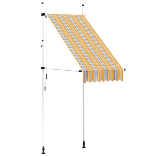 vidaXL Markise Einziehbar Manuell Wasserabweisend Balkonmarkise Klemmmarkise Garten Sonnenschutz Terrasse Balkon 100cm Gelb Blau Gestreift von vidaXL