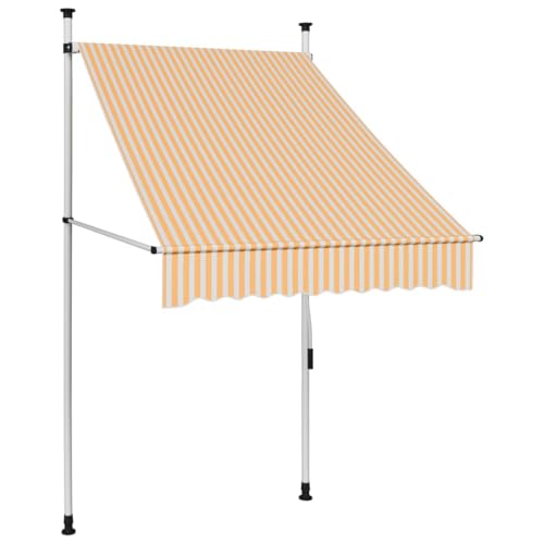 vidaXL Markise Einziehbar Manuell Wasserabweisend Balkonmarkise Klemmmarkise Garten Sonnenschutz Terrasse Balkon 100cm Orange Weiß Gestreift von vidaXL