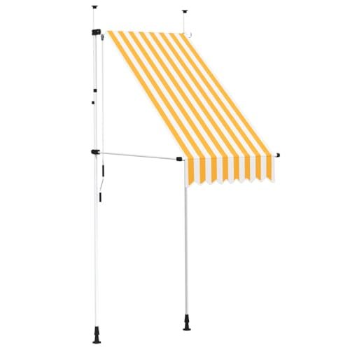 vidaXL Markise Einziehbar Manuell Wasserabweisend Balkonmarkise Klemmmarkise Garten Sonnenschutz Terrasse Balkon 100cm Orange Weiß Gestreift von vidaXL