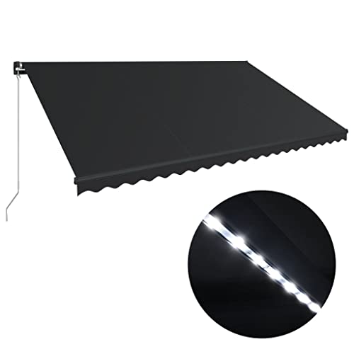 vidaXL Markise Einziehbar mit LED Manuell Gelenkarmmarkise Balkonmarkise Sonnenschutz Sichtschutz Terrasse Balkon 500x300cm Anthrazit von vidaXL