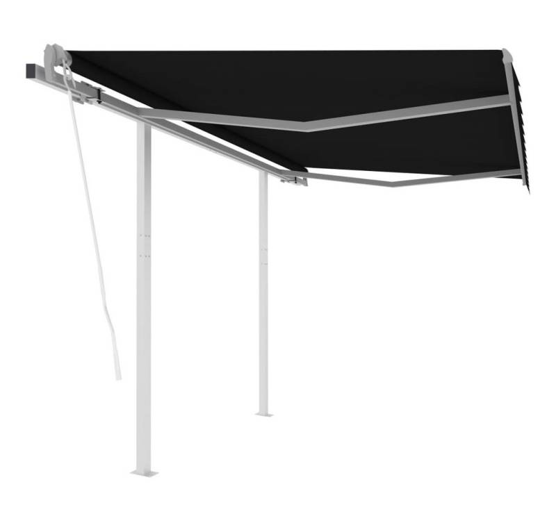 vidaXL Markise Gelenkarmmarkise Automatisch mit Pfosten 3,5x2,5 m Anthrazit Balkon Te von vidaXL