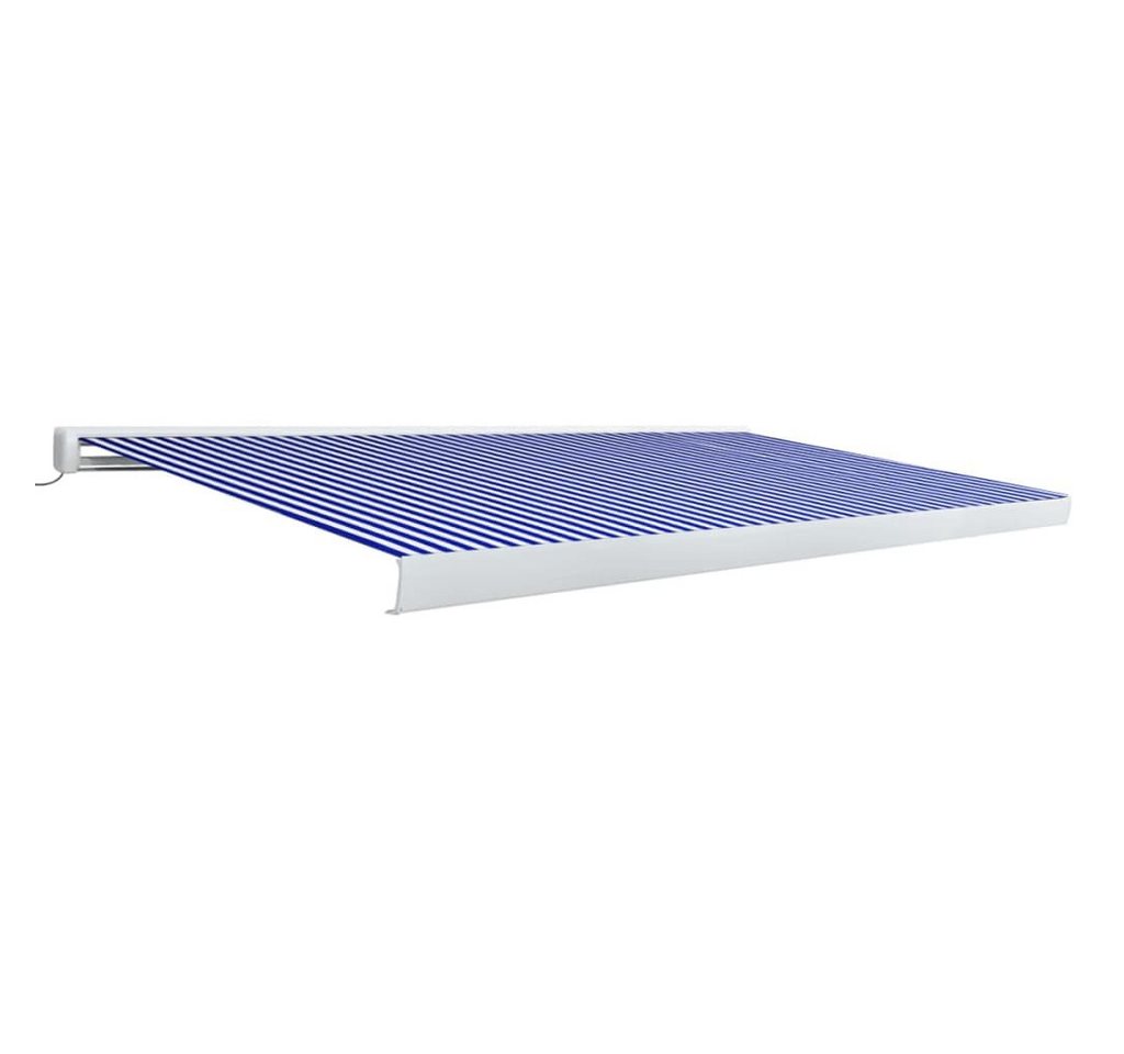 vidaXL Markise Kassettenmarkise mit Motor 500x300 cm Blau und Weiß (1-St) von vidaXL