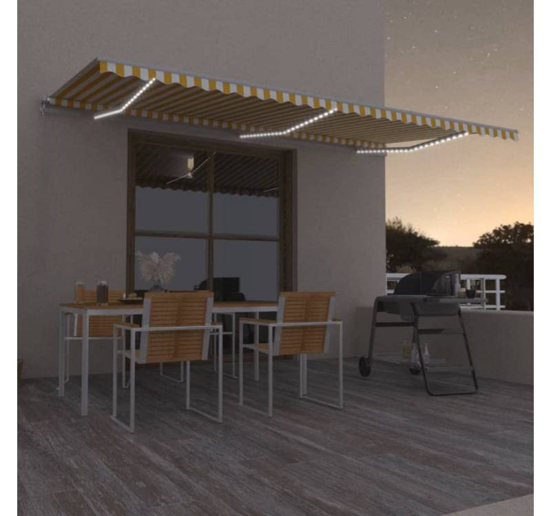 vidaXL Markise Markise Manuell Einziehbar mit LED 600x300 cm Gelb und Weiß von vidaXL