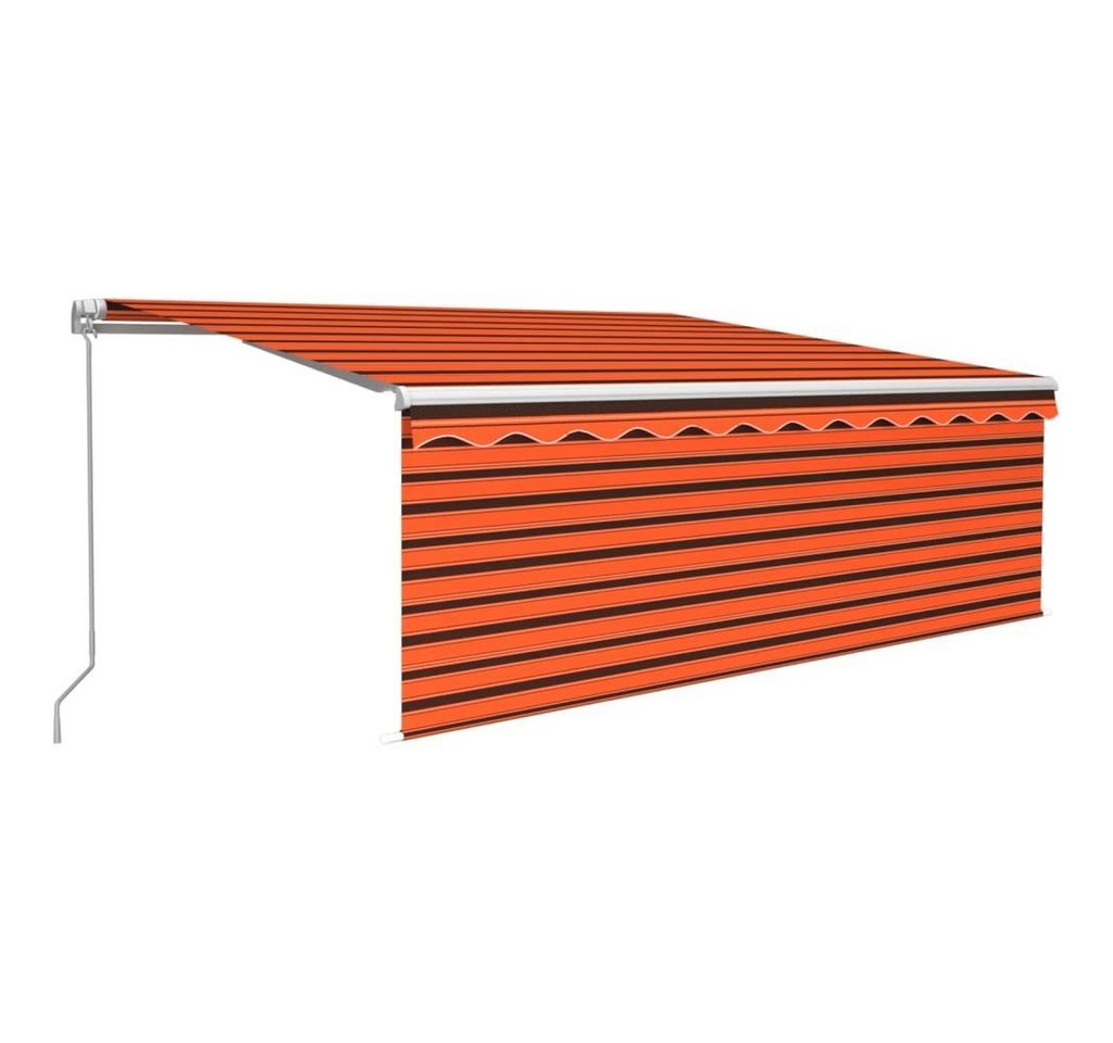 vidaXL Markise Markise Manuell Einziehbar mit Rollo & LED 4x3 m Orange & Braun von vidaXL