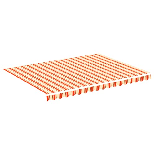 vidaXL Markisenbespannung Wasserabweisend Markisestoff Markisentuch Ersatzstoff mit Volant Markisevolant für Markise Gelb Orange 4x3m von vidaXL