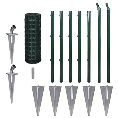 vidaXL Maschendrahtzaun Set 10x0,8m Stahl Grün Maschendraht Gartenzaun Zaun von vidaXL