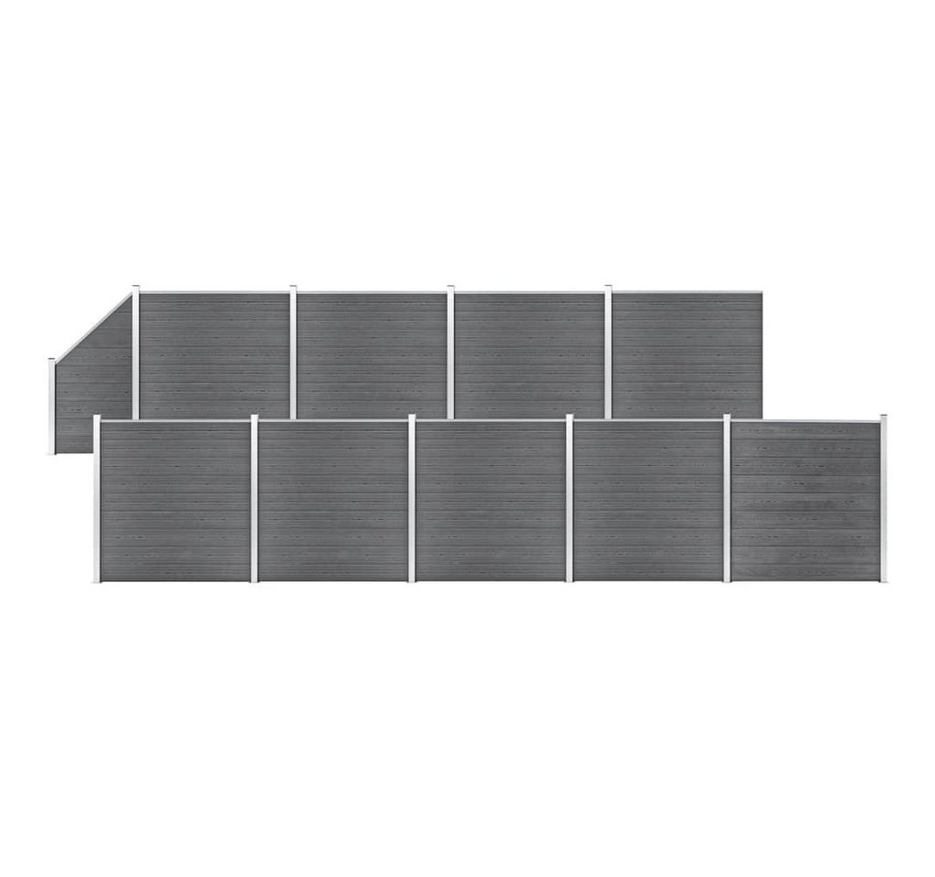 vidaXL Gartenzaun WPC Zaun-Set 9 Quadrate + 1 Schräge 1657x186 cm Grau, (1-St) von vidaXL