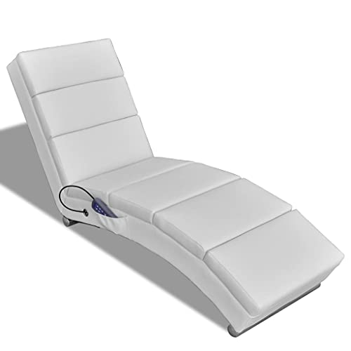 vidaXL Massage-Relaxliege Liegesessel Massagefunktion Liegesessel Loungeliege Liege 5 Massage-Modi mit Heizfunktion Massageliege Weiß Kunstleder von vidaXL