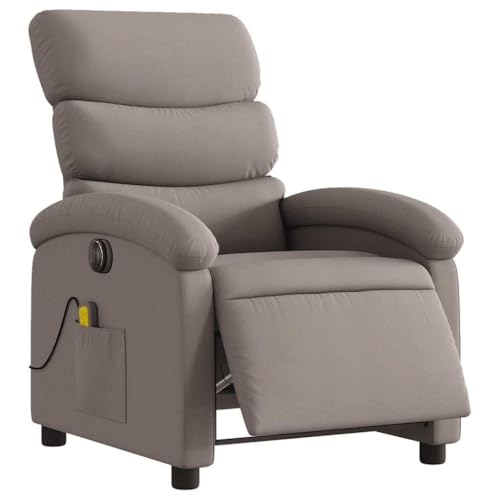 vidaXL Massagesessel, Elektrisch Relaxsessel mit Liegefunktion Vibrationsfunktion, Fernsehsessel für Wohnzimmer, Liegesessel TV Sessel, Taupe Stoff von vidaXL