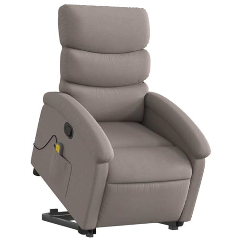 vidaXL Massagesessel, Elektrisch Sessel mit Aufstehhilfe, Relaxsessel mit Liegefunktion Vibrationsfunktion, Fernsehsessel Sessel Aufstehsessel, Taupe Stoff von vidaXL