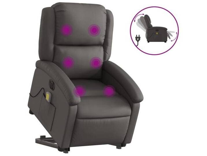 vidaXL Massagesessel, Relaxsessel mit Aufstehhilfe Elektrisch Grau Echtleder vidaXL Massagesessel, Relaxsessel mit Aufstehhilfe Elektrisch Grau Echtleder von vidaXL