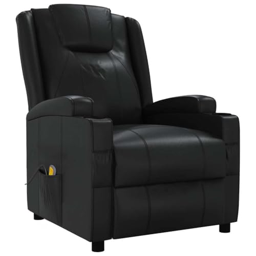 vidaXL Massagesessel, Relaxsessel mit Liegefunktion Vibrationsfunktion, Fernsehsessel Sessel Verstellbar, Liegesessel Polstersessel, Schwarz Kunstleder von vidaXL