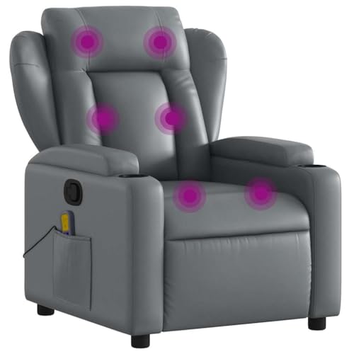 vidaXL Massagesessel, Sessel Verstellbare Rückenlehne, Fernsehsessel Relaxsessel mit Vibrationsfunktion, Liegesessel Polstersessel Ruhesessel, Grau Kunstleder vidaXL Massagesessel, Sessel Verstellbare Rückenlehne, Fernsehsessel Relaxsessel mit Vibrationsfunktion, Liegesessel Polstersessel Ruhesessel, Grau Kunstleder von vidaXL