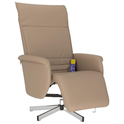 vidaXL Massagesessel, Sessel Verstellbare Rückenlehne Fußteil, Drehbar Fernsehsessel Relaxsessel mit Liegefunktion, Liegesessel Polstersessel Ruhesessel, Cappuccino-Braun Kunstleder von vidaXL