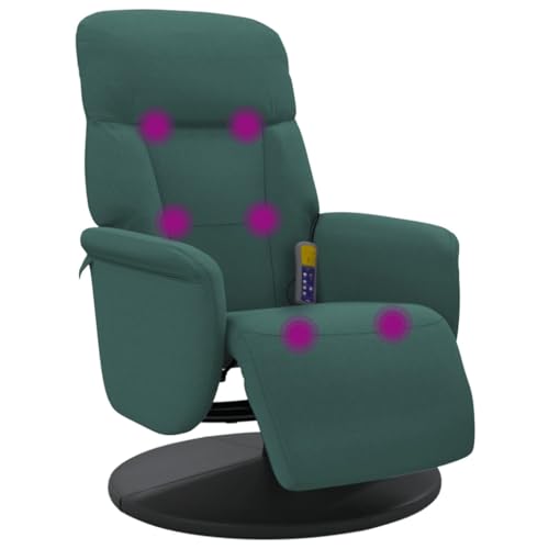 vidaXL Massagesessel, Sessel Verstellbare Rückenlehne Fußteil, Drehbar Fernsehsessel Relaxsessel mit Liegefunktion, Liegesessel Polstersessel Ruhesessel, Dunkelgrün Samt von vidaXL