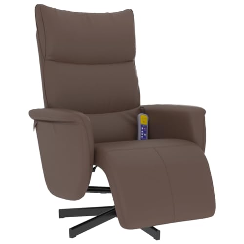 vidaXL Massagesessel, Sessel Verstellbare Rückenlehne Fußteil, Drehbar Fernsehsessel Relaxsessel mit Vibrationsfunktion, Liegesessel Polstersessel Ruhesessel, Braun Kunstleder von vidaXL