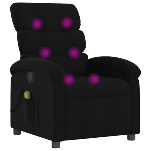 vidaXL Massagesessel, Sessel Verstellbare Rückenlehne, Fernsehsessel Relaxsessel mit Vibrationsfunktion, Liegesessel Polstersessel Ruhesessel, Schwarz Stoff von vidaXL