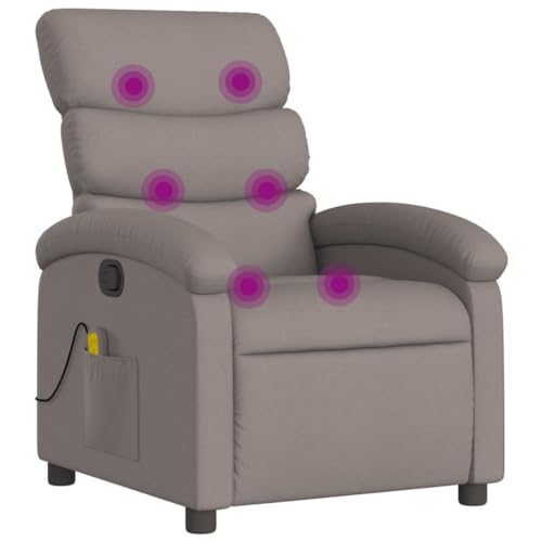 vidaXL Massagesessel, Sessel Verstellbare Rückenlehne, Fernsehsessel Relaxsessel mit Vibrationsfunktion, Liegesessel Polstersessel Ruhesessel, Taupe Stoff von vidaXL