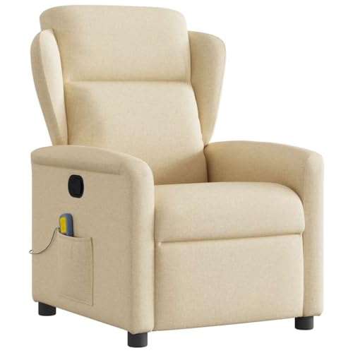 vidaXL Massagesessel Creme Stoff, Massage TV-Sessel, Sessel mit Massagefunktion, Fernsehsessel, Massage Fernsehsessel, TV-Sessel, Sessel, Ruhesessel von vidaXL