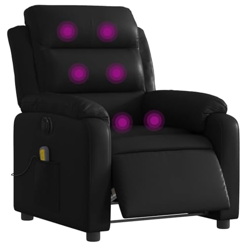 vidaXL Massagesessel Elektrisch, Sessel Verstellbare Rückenlehne Fußteil, Fernsehsessel Relaxsessel mit Liegefunktion, Liegesessel Polstersessel Ruhesessel, Schwarz Kunstleder von vidaXL