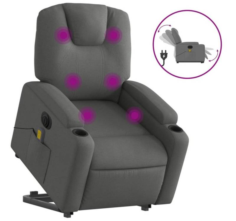 vidaXL Massagesessel Elektrischer Massagesessel mit Aufstehhilfe Dunkelgrau Stoff von vidaXL