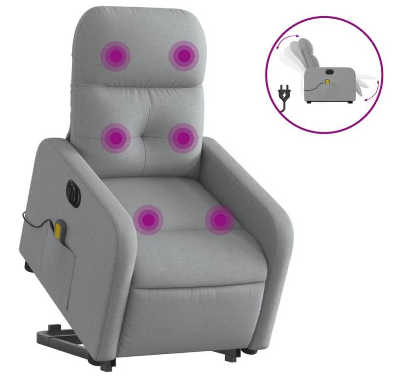 vidaXL Massagesessel Elektrischer Massagesessel mit Aufstehhilfe Hellgrau Stoff von vidaXL