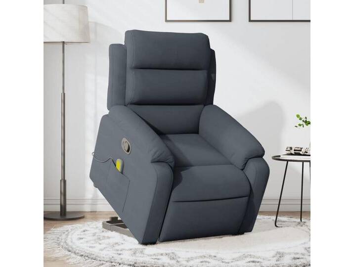 vidaXL Massagesessel Fernsehsessel Relaxstuhl Massagesessel mit Aufstehhilfe Dunkelgrau Sam, grau von vidaXL