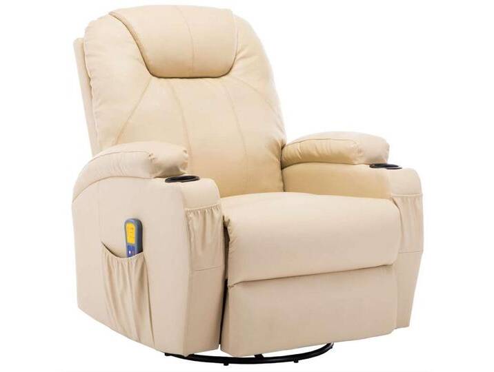 vidaXL Massagesessel Massage-Schaukelsessel Creme Kunstleder (1-St), Creme von vidaXL