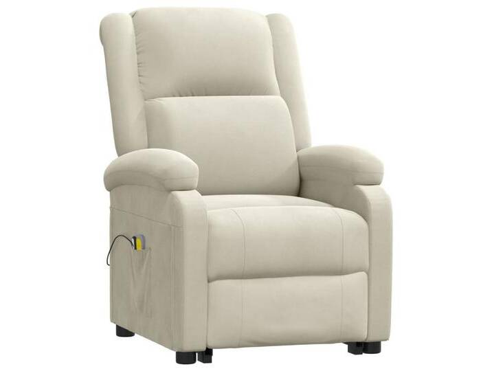vidaXL Massagesessel Massagesessel mit Aufstehhilfe Creme Samt (1-St), Creme von vidaXL