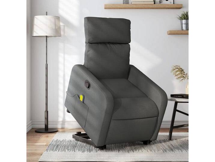 vidaXL Massagesessel Massagesessel mit Aufstehhilfe Dunkelgrau Stoff Fernsehsessel Relaxstu, grau von vidaXL