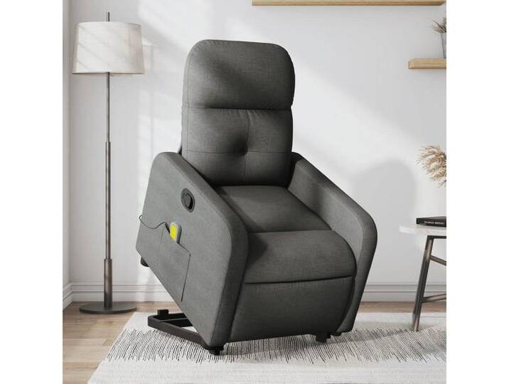 vidaXL Massagesessel Massagesessel mit Aufstehhilfe Dunkelgrau Stoff Fernsehsessel Relaxstu, grau von vidaXL