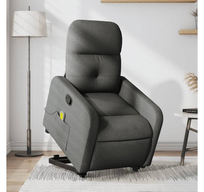 vidaXL Massagesessel Massagesessel mit Aufstehhilfe Dunkelgrau Stoff Fernsehsessel Relaxstu von vidaXL