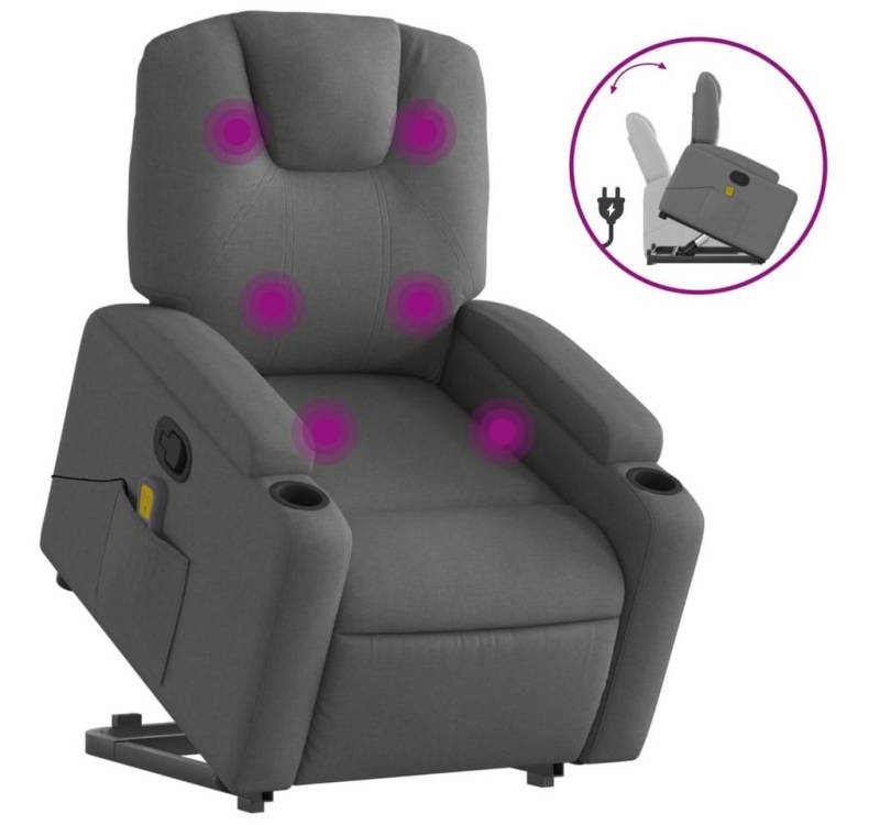 vidaXL Massagesessel Massagesessel mit Aufstehhilfe Dunkelgrau Stoff von vidaXL