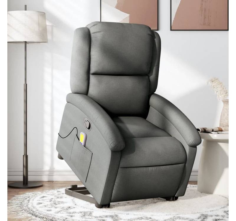 vidaXL Massagesessel Massagesessel mit Aufstehhilfe Dunkelgrau Stoff von vidaXL