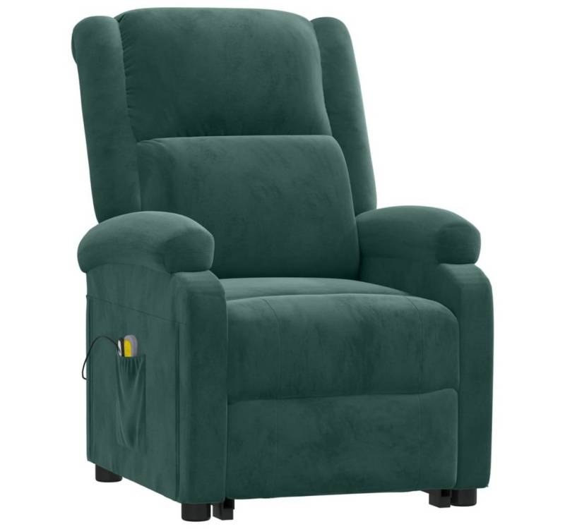 vidaXL Massagesessel Massagesessel mit Aufstehhilfe Dunkelgrün Samt (1-St) von vidaXL
