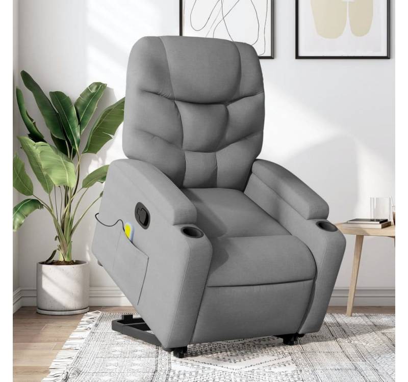 vidaXL Massagesessel Massagesessel mit Aufstehhilfe Hellgrau Stoff von vidaXL