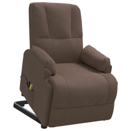 vidaXL Massagesessel mit Aufstehhilfe Heizung Aufstehsessel Fernsehsessel Relaxsessel Liegesessel Ruhesessel Polstersessel TV Sessel Braun Wildleder-Optik von vidaXL