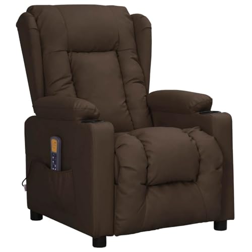 vidaXL Massagesessel mit Heizung Massage Elektrisch Fernsehsessel Relaxsessel Liegesessel Polstersessel Ruhesessel Sessel Braun Kunstleder von vidaXL