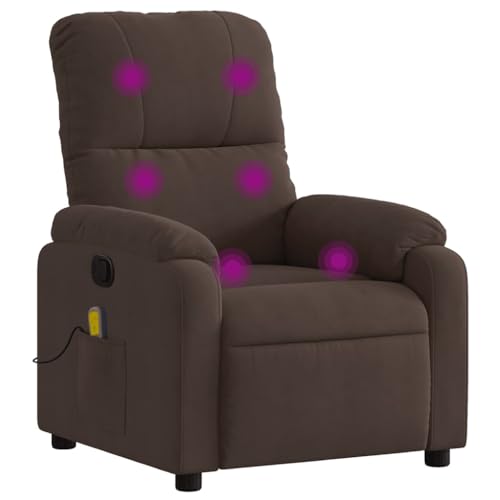 vidaXL Massagesessel mit Liegefunktion, braun, Mikrofaserstoff von vidaXL