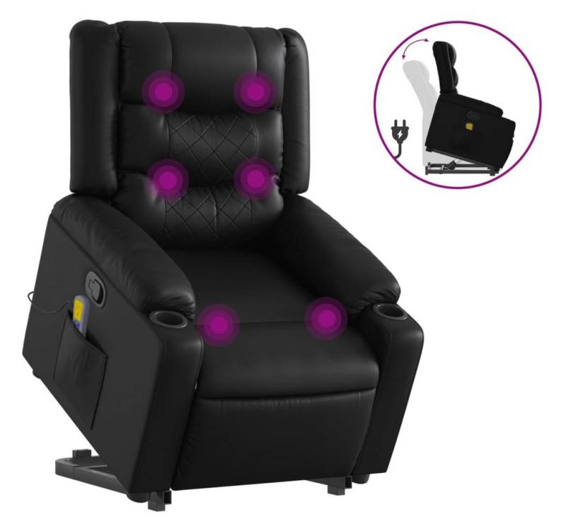 vidaXL Massagesessel, Relaxsessel mit Aufstehhilfe Schwarz Kunstleder von vidaXL