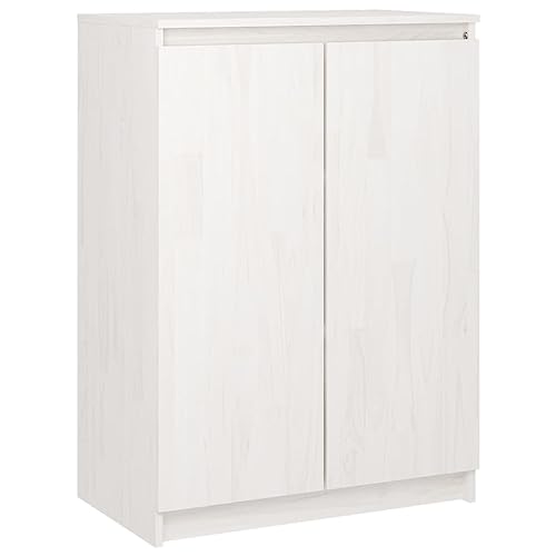 vidaXL Massivholz Kiefer Sideboard mit 3 Fächern Kommode Anrichte Schrank Beistellschrank Mehrzweckschrank Standschrank Weiß 60x36x84cm von vidaXL