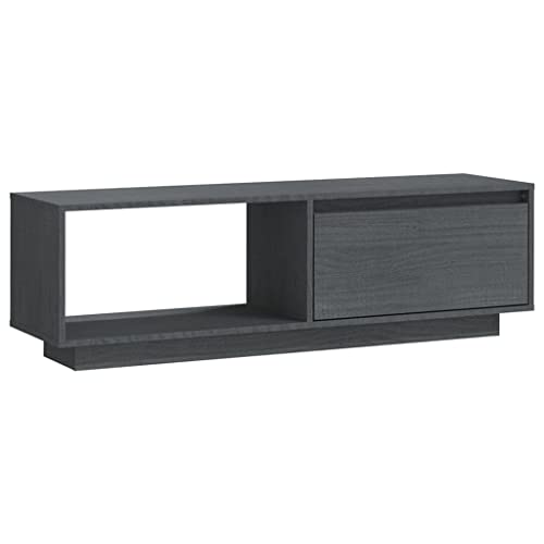 vidaXL Massivholz Kiefer TV Schrank Lowboard TV Möbel Tisch Board Sideboard Fernsehtisch Fernsehschrank HiFi-Schrank Wohnzimmer Grau 110x30x33,5cm von vidaXL