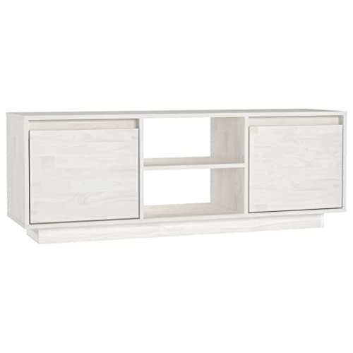 vidaXL Massivholz Kiefer TV Schrank Lowboard TV Möbel Tisch Board Sideboard Fernsehtisch Fernsehschrank HiFi-Schrank Wohnzimmer Weiß 110x30x40cm von vidaXL