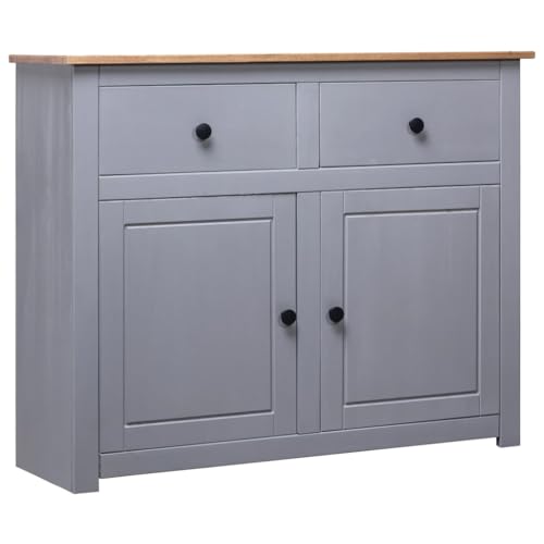 vidaXL Massivholz Panama-Kiefer Sideboard mit 2 Schubladen 2 Türen Kommode Beistellschrank Mehrzweckschrank Anrichte Schrank Grau 93x40x80cm vidaXL Massivholz Panama-Kiefer Sideboard mit 2 Schubladen 2 Türen Kommode Beistellschrank Mehrzweckschrank Anrichte Schrank Grau 93x40x80cm von vidaXL