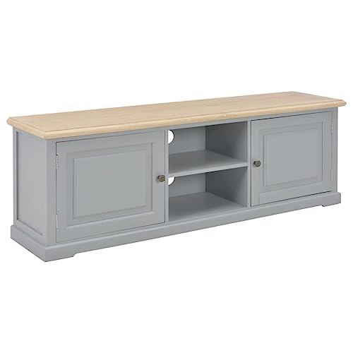 vidaXL Massivholz TV Schrank mit 2 Türen 2 Fächern Fernsehschrank Fernsehtisch Lowboard Sideboard Board HiFi Tisch Möbel Wohnzimmer Grau 120x30x40 cm von vidaXL