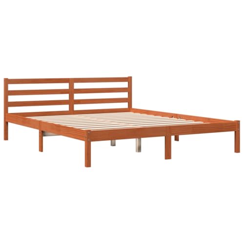vidaXL Massivholzbett, Bett Doppelbett für Schlafzimmer, Bettrahmen mit Lattenrost Kopfteil, Schlafzimmermöbel Holzbett, 200x200 cm Wachsbraun Kiefer vidaXL Massivholzbett, Bett Doppelbett für Schlafzimmer, Bettrahmen mit Lattenrost Kopfteil, Schlafzimmermöbel Holzbett, 200x200 cm Wachsbraun Kiefer von vidaXL