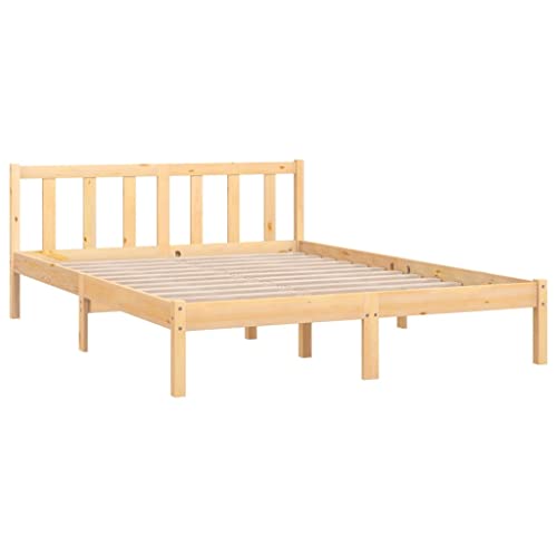 vidaXL Massivholzbett, Holzbett Bett für Schlafzimmer, Bettrahmen Bettgestell mit Lattenrost, Doppelbett Schlafzimmermöbel, Kiefer 150x200cm vidaXL Massivholzbett, Holzbett Bett für Schlafzimmer, Bettrahmen Bettgestell mit Lattenrost, Doppelbett Schlafzimmermöbel, Kiefer 150x200cm von vidaXL