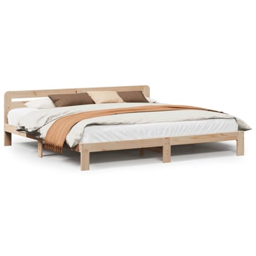 vidaXL Massivholzbett, Holzbett ohne Matratze, Bettgestell mit Kopfteil Lattenrost, Bett Doppelbett für Schlafzimmer, 180x200cm Kiefernholz von vidaXL