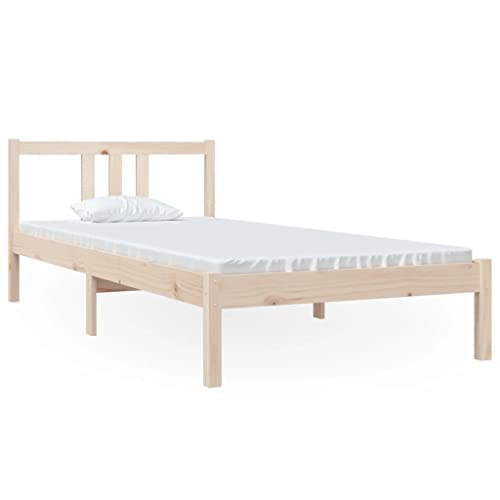 vidaXL Massivholzbett Kopfteil Einzelbett Bettgestell Lattenrost Bettrahmen Bett Holzbett Schlafzimmerbett Schlafzimmermöbel 90x200cm von vidaXL