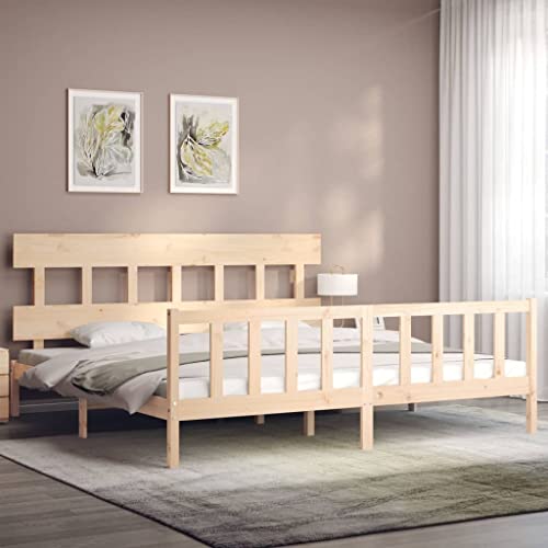 vidaXL Massivholzbett mit Kopfteil 200x200 cm von vidaXL
